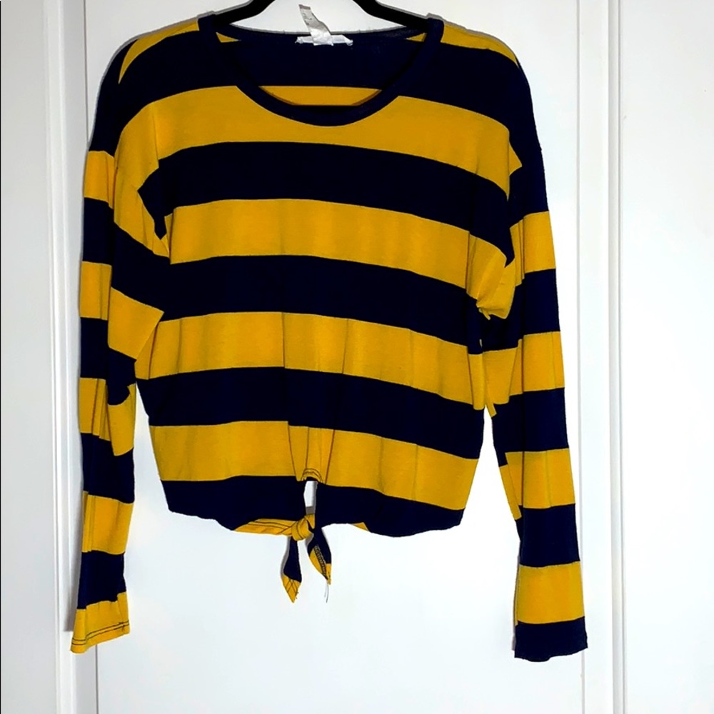 Yellow/Blue rugby striped long sleeve shirt. SizeL